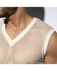Es Collection Naturfarbenes gehäkeltes V-Ausschnitt Tanktop TS350