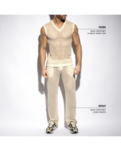 Es Collection Naturfarbenes gehäkeltes V-Ausschnitt Tanktop TS350