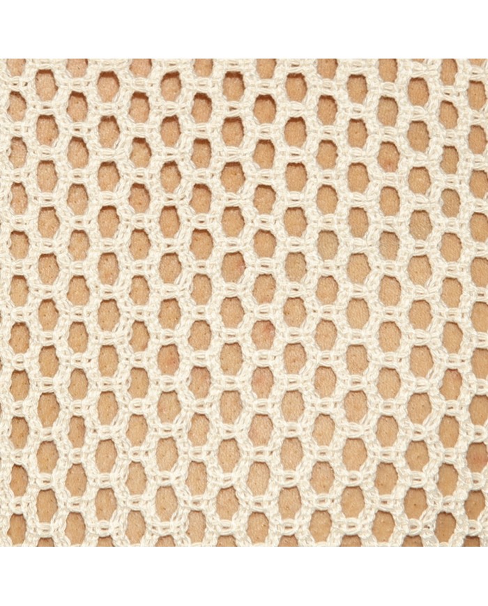 Es Collection Naturfarbenes gehäkeltes V-Ausschnitt T-Shirt TS351