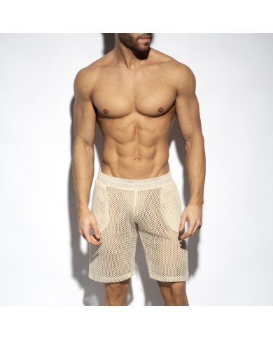 Es Collection Naturfarbene gehäkelte Shorts SP348