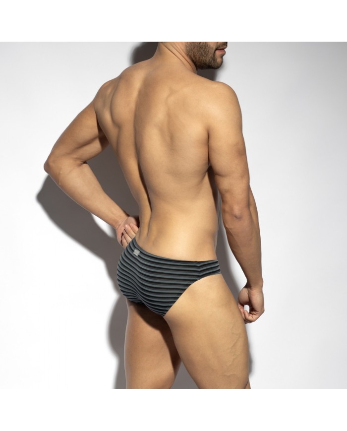 ES Collection Grau Gestreifter Bikini-Slip UN613 ES Collection Grau Gestreifter Bikini-Slip UN613