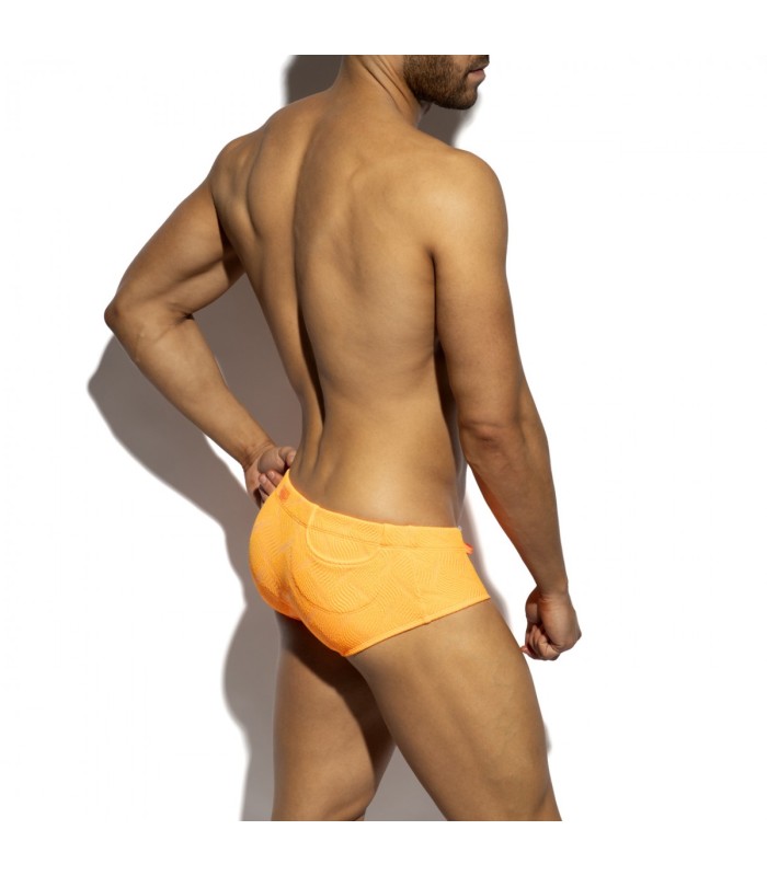ES Collection Neonfarbiger Bade Slip Mit Knitteroptik 2610