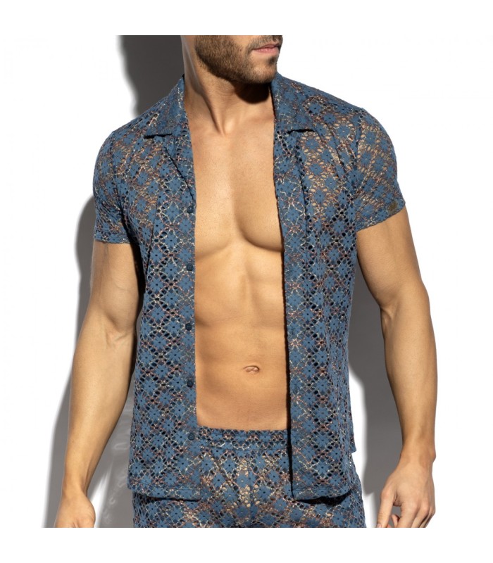 ES Collection Hemd mit Metallic Blumenmuster SHT037