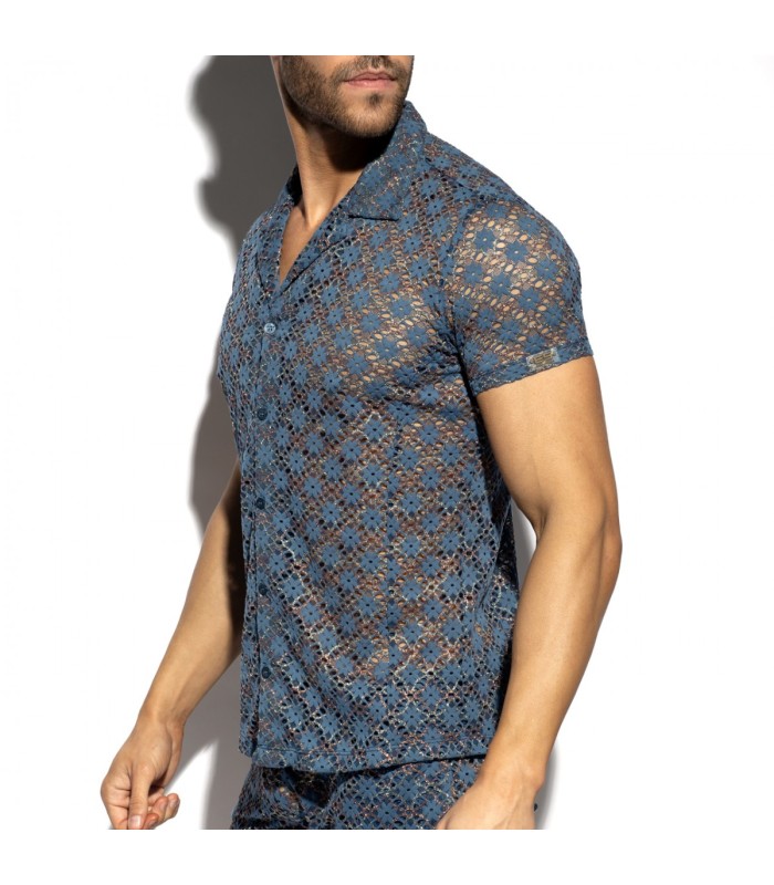 ES Collection Hemd mit Metallic Blumenmuster SHT037