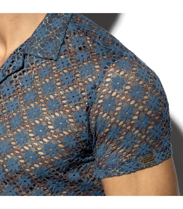 ES Collection Hemd mit Metallic Blumenmuster SHT037