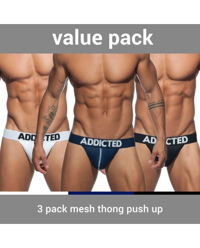 Addicted 3er Pack Netz-Tanga Push-Up AD732P