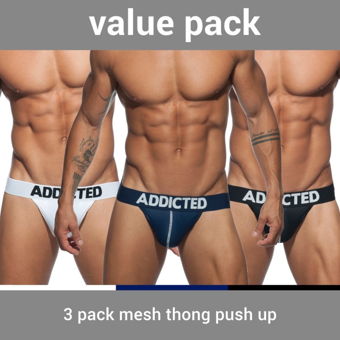 Addicted 3er Pack Netz-Tanga Push-Up AD732P