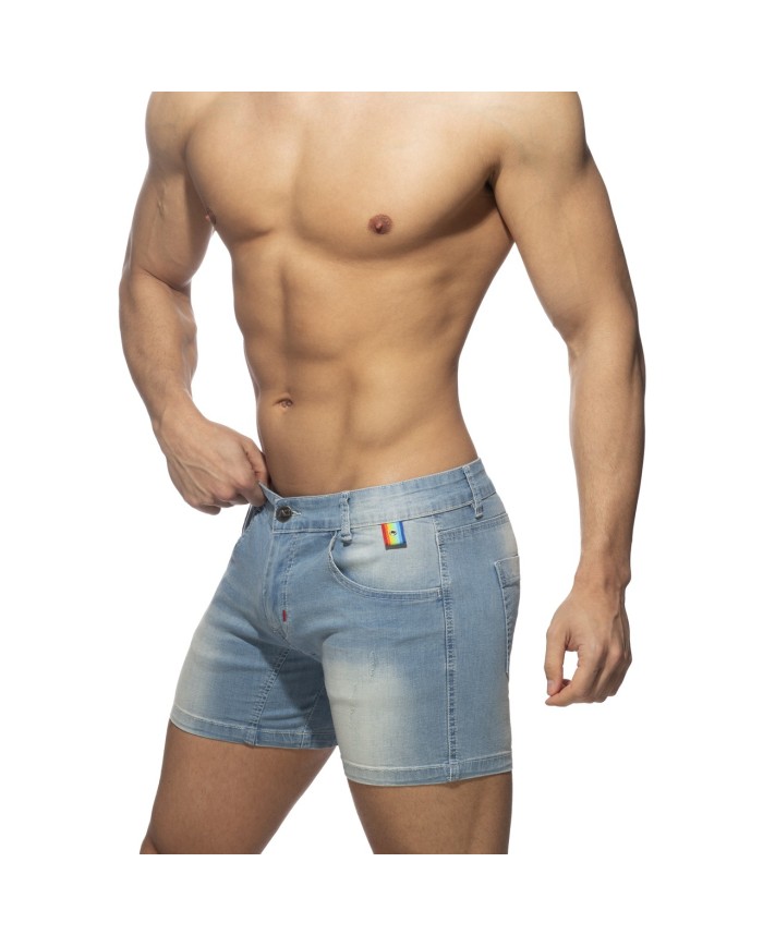 Addicted Kurze Jeans mit Regenbogenband AD991