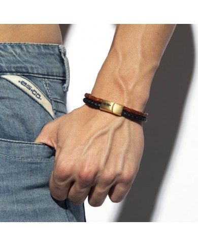 ES Collection Doppeltes geflochtenes Lederarmband AC185