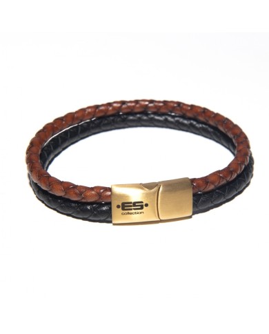 ES Collection Doppeltes geflochtenes Lederarmband AC185