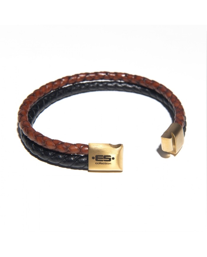 ES Collection Doppeltes geflochtenes Lederarmband AC185