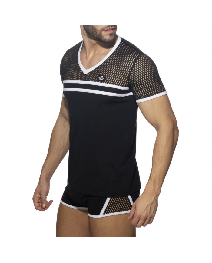 Addicted Mesh Striped T-shirt ADF166