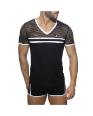 Addicted Mesh Striped T-shirt ADF166